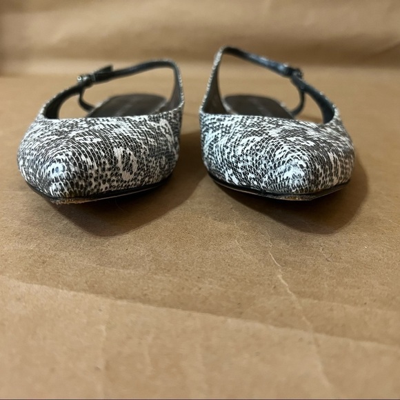 Stuart Weitzman | Slingo Snakeskin Embossed Pointed Toe Slingback Flats Size 6.5 - Picture 5 of 13